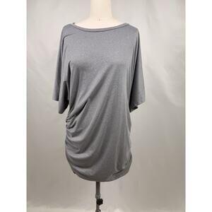 Ekouaer Women’s XL‎ Gray Ruched Side Tunic Top Feminine Minimalist Stretchy PJ